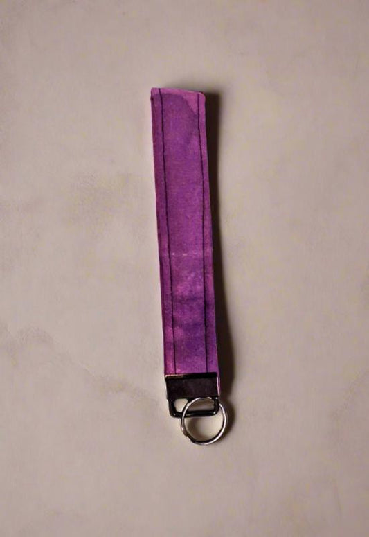 Purple Cotton wristlet keychain
