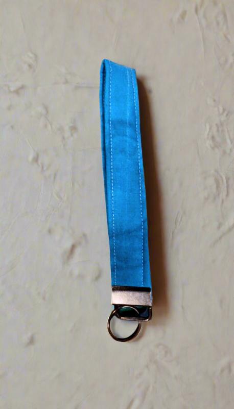 Blue Cotton wristlet keychain