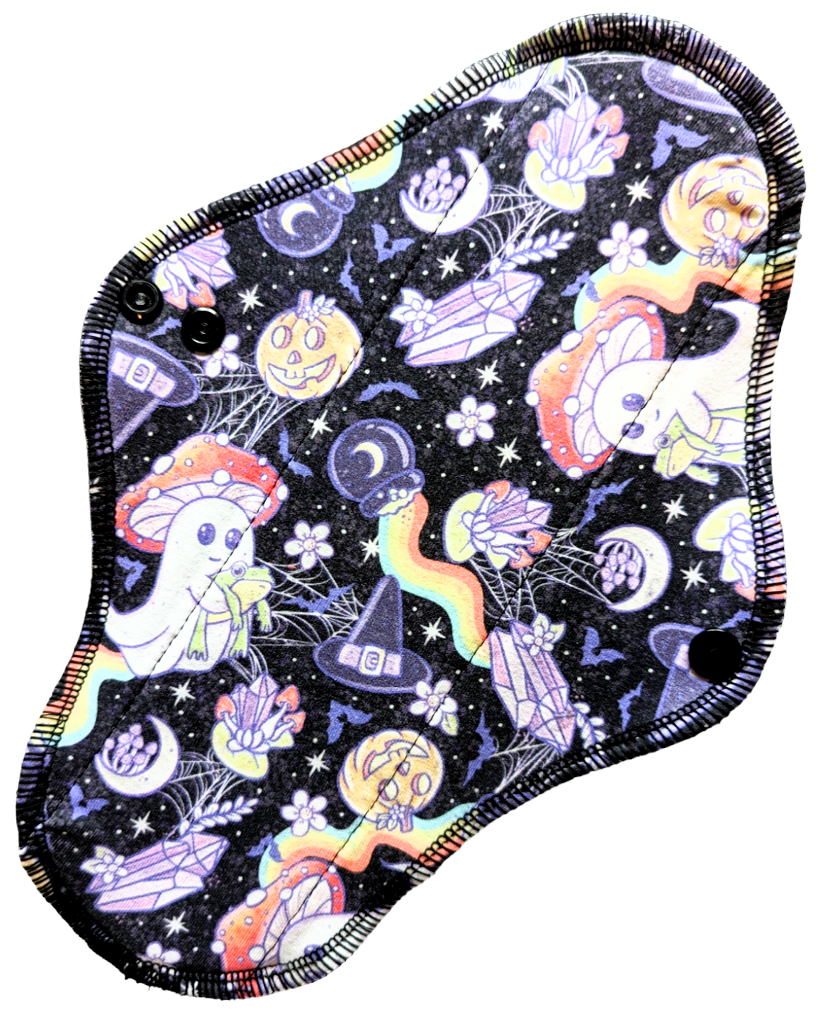 Shrooms Ghost - Cotton Spandex - Washable, Reusable Wrap Wing Cloth Pads Alea Reusables