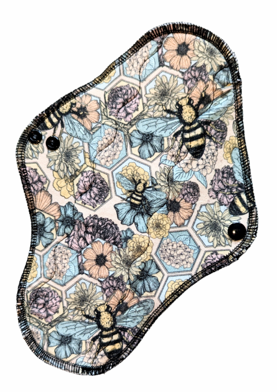 Spring Bees - Cotton Spandex - Washable, Reusable Wrap Wing Cloth Pads