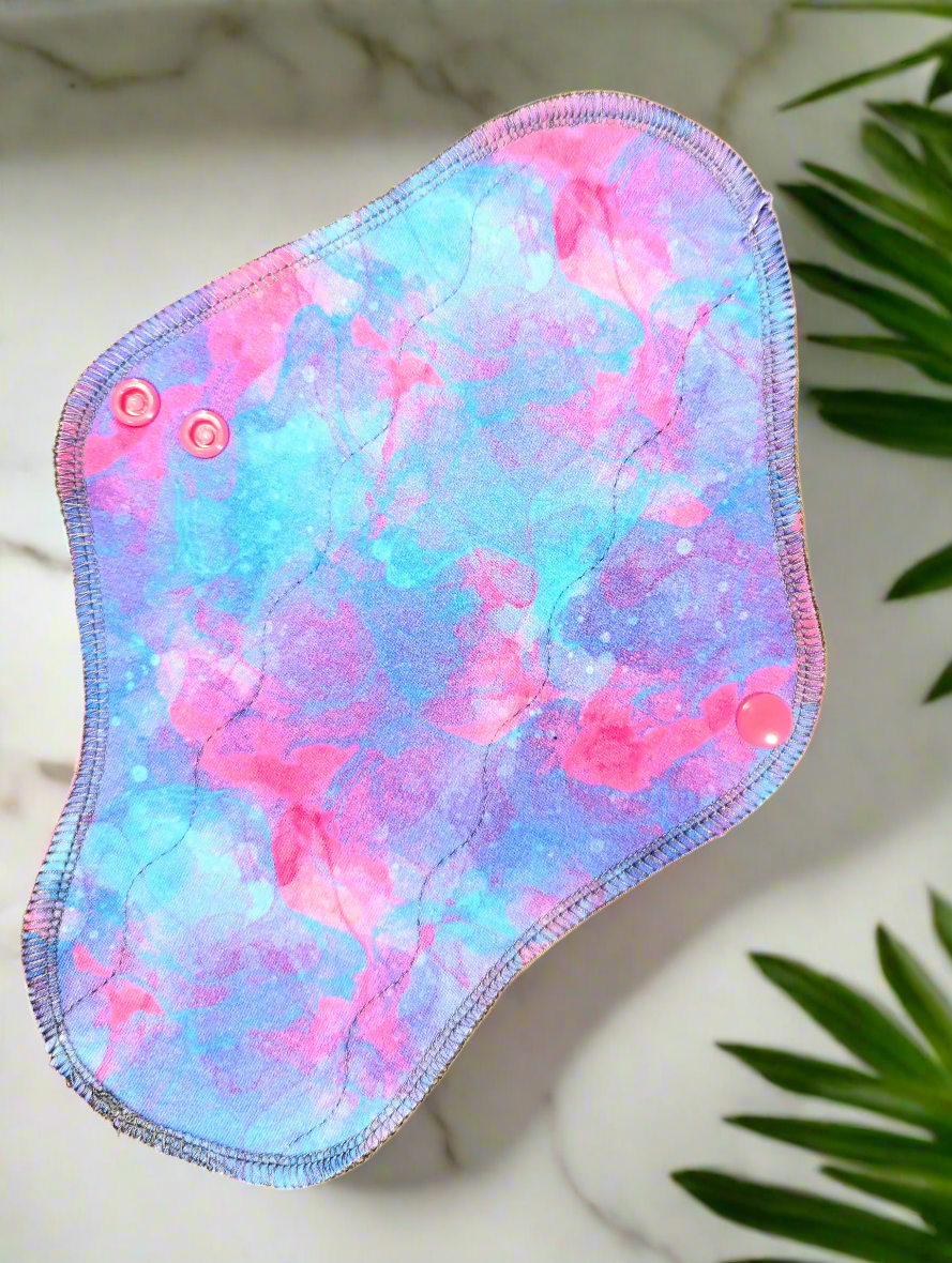 Alcohol Ink Wash- Cotton Spandex - Washable Reusable Wrap Wing Cloth Pads