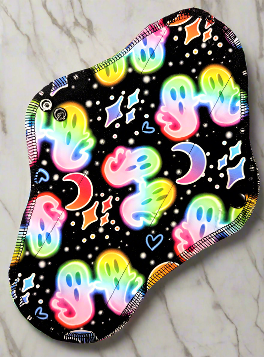 Neon Ghosts - Cotton Spandex - Washable, Reusable Wrap Wing Cloth Pads