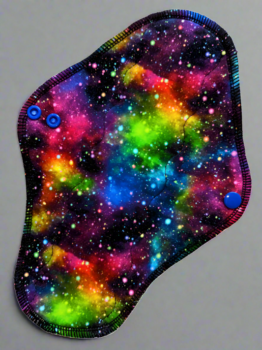 Coussinets en tissu lavables et réutilisables en coton et élasthanne Rainbow Galaxy