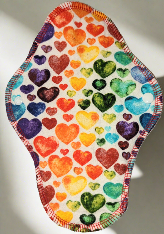 Liner - 10 inch 3 layer Flannel Wing Wrap - Rainbow Hearts - Single or Kit Serged Alea Reusables