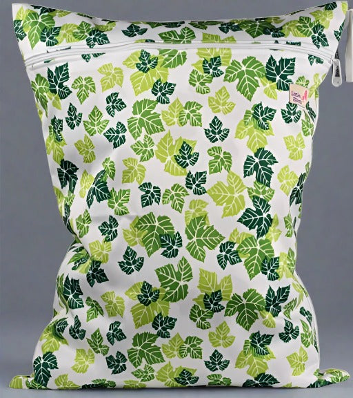 Prints Large Wet Bags green leaves Elastic Loop Alea Reusables